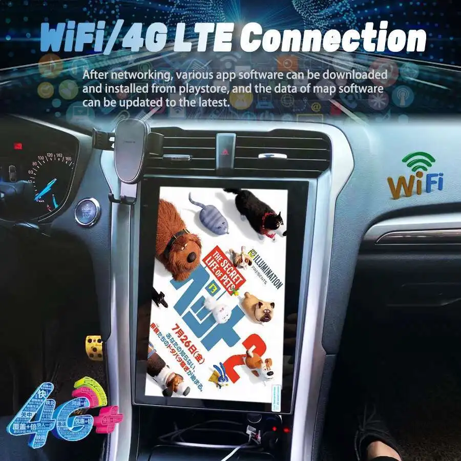 256 GB 13.8 Inch 2Din Auto Android 13 1920*1080 2 K Scherm Carplay Voor Ford Mondeo Fusion 2014 2019 Stereo GPS Navi DSP Video Speler