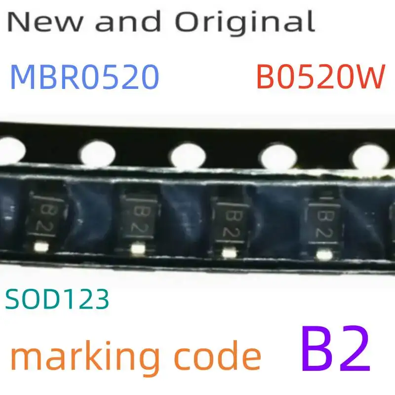 Mbr0520 B0520W Sod123 Schottky Diode 20V 0.5A Marking Code B2