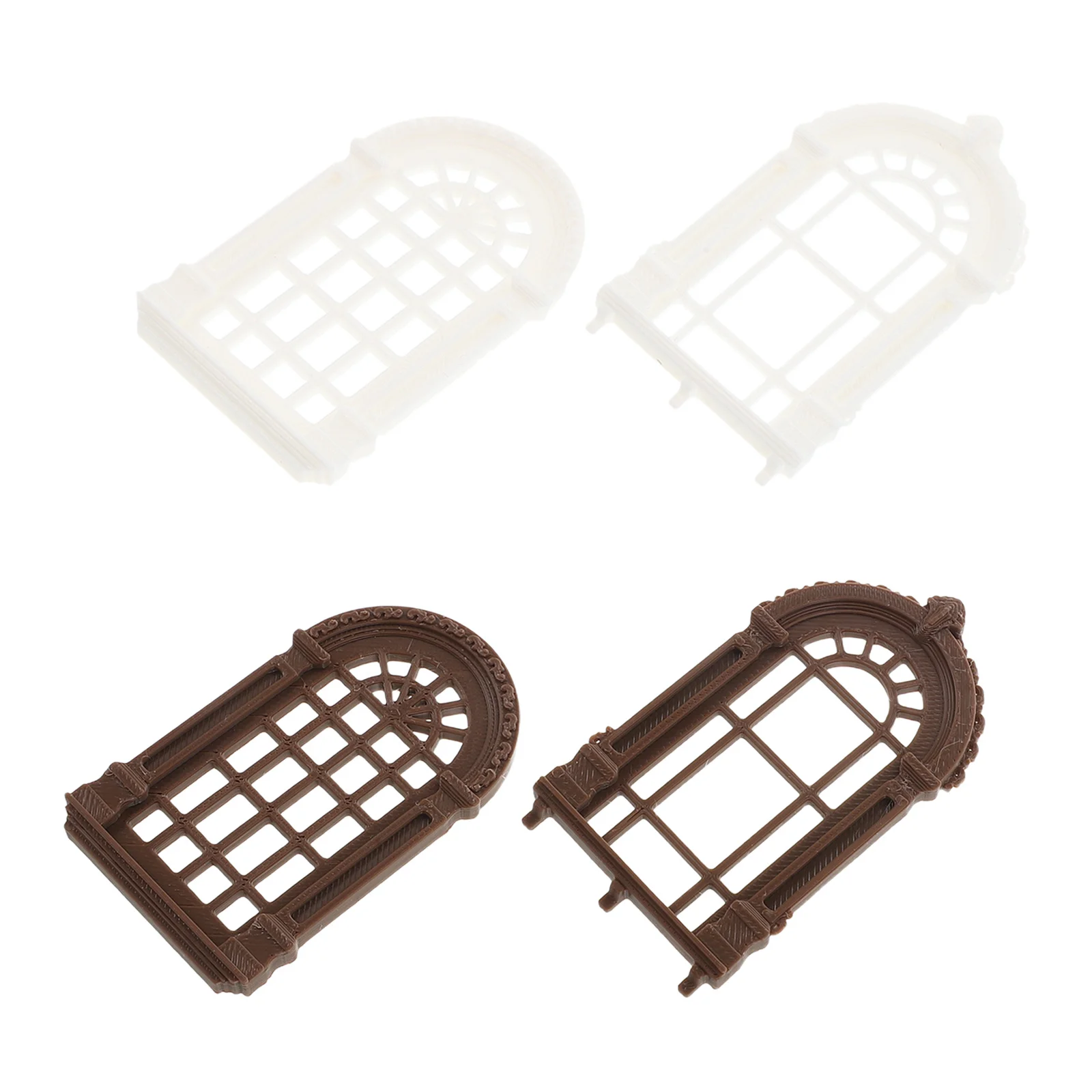 

4Pcs Miniature Dollhouse Retro Arch Window Frames European Style Small Lattice Window Decorations for DIY Dollhouse Furniture