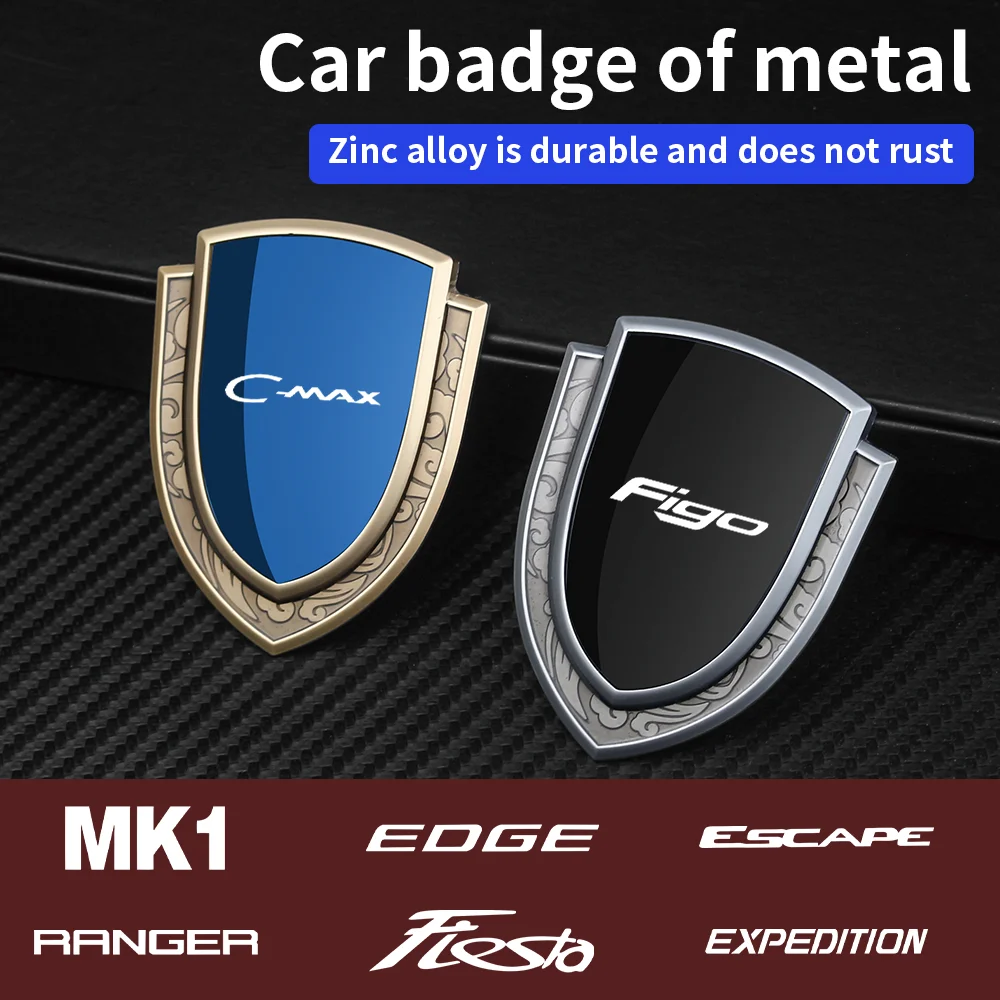 

Car Alloy Body Metal Sticker Trunk Decal Golden Silver Side Logo For Ford KA KUGA MK1 MONDEO RANGER RAPTOR S-MAX STline TRANSIT