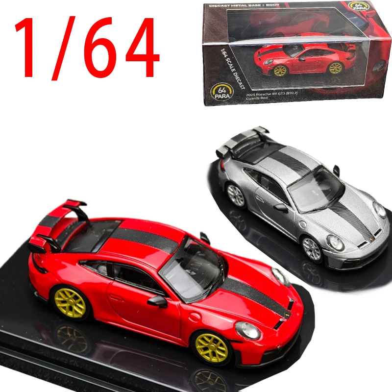

PARA Литая под давлением модель автомобиля Porsche из сплава в масштабе 1/64 Porsche 911 GT3 (992 .2) 2025 игровые транспортные средства, игрушки для мальчиков, коллекция подарков