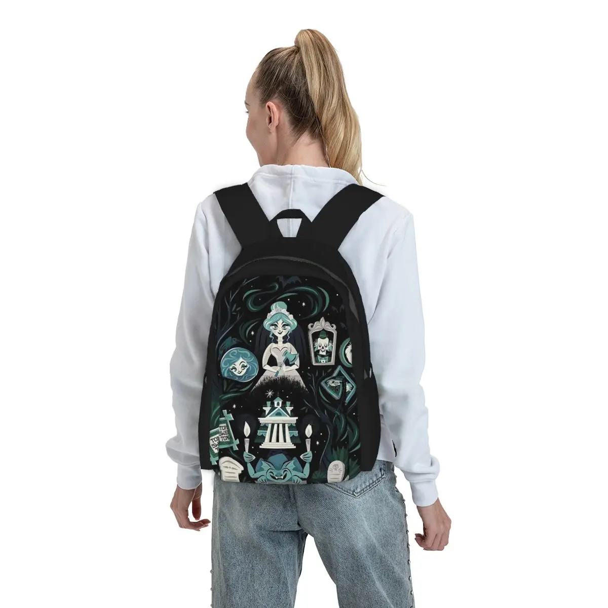 

Haunted Mansion Stretching Backpack Student BookBag Kids School Bag Computer Shoulder Bags for Men Women