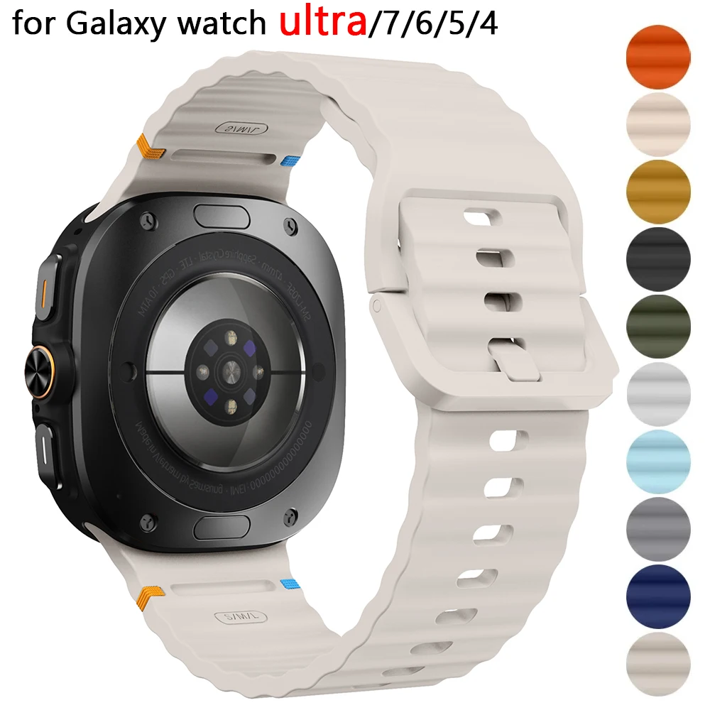 Original Strap for Galaxy Watch 7 6 5 4 44mm 40mm 6Classic 43mm 47mm Silicone Band for Samsung Galaxy Watch Ultra 47mm Bracelet