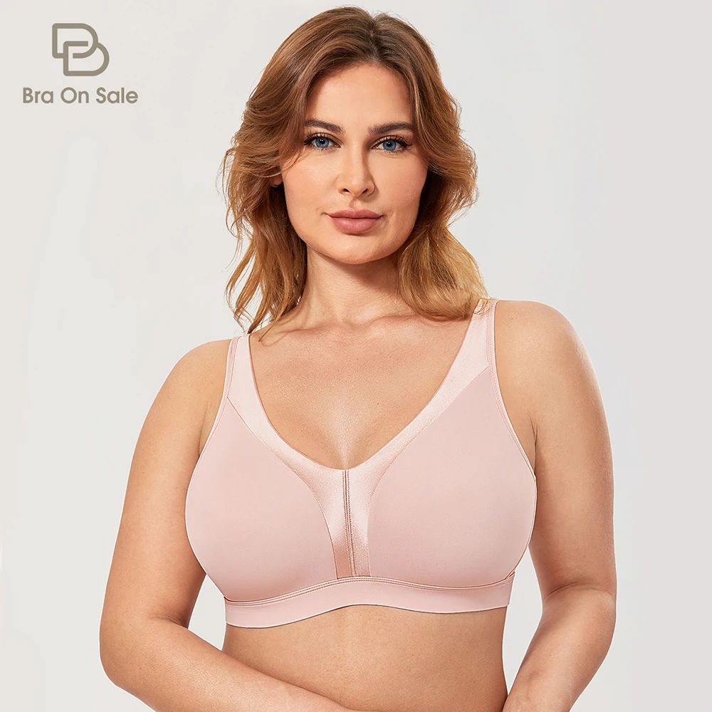 

Women's Wireless Bra Plus Size Full Coverage Smooth Unlined Support Non Padded 34-48 B C D DD E F G