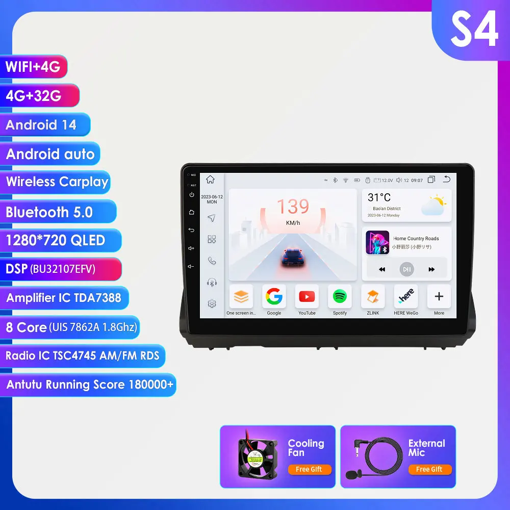 Hizpo 10.1“ autoradio voor Dacia Sandero Stepway-Renault Taliant 2021 - 2025 stereospeler QLED-scherm Draadloos CarPlay Android Auto 7862