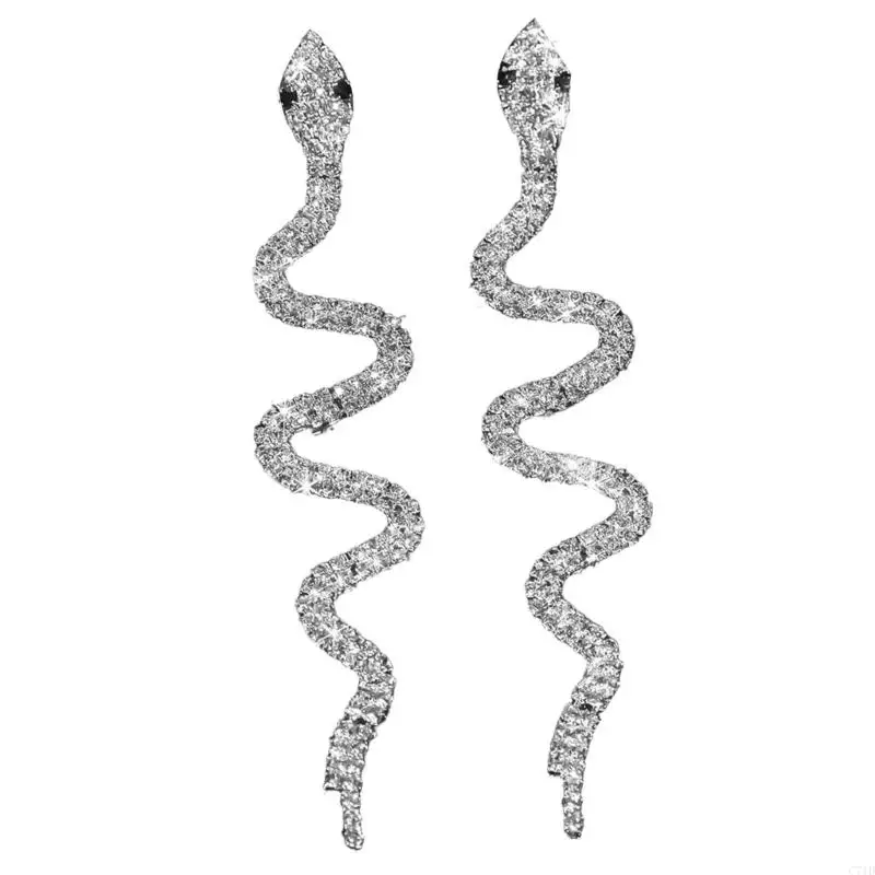  Stylish Silver Tone Bend Drop Earrings With Sparkling Stones Jewelry For Ladies