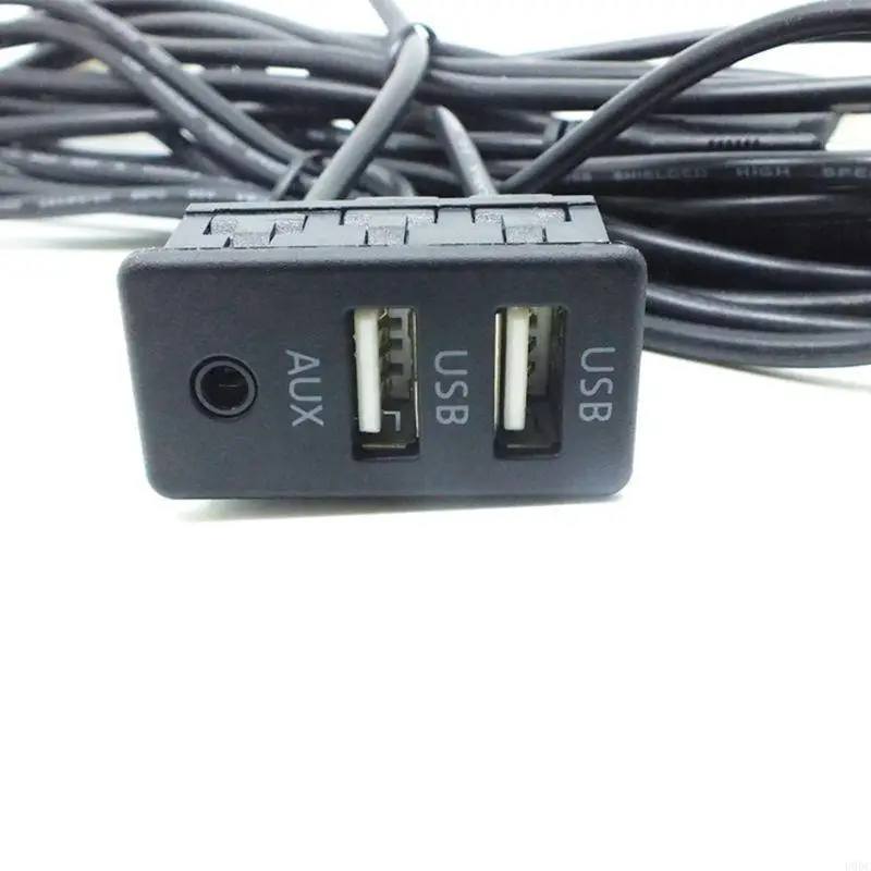 Auto Dashboard Extension Cable with Dual USB AUX Car Power Equipment New