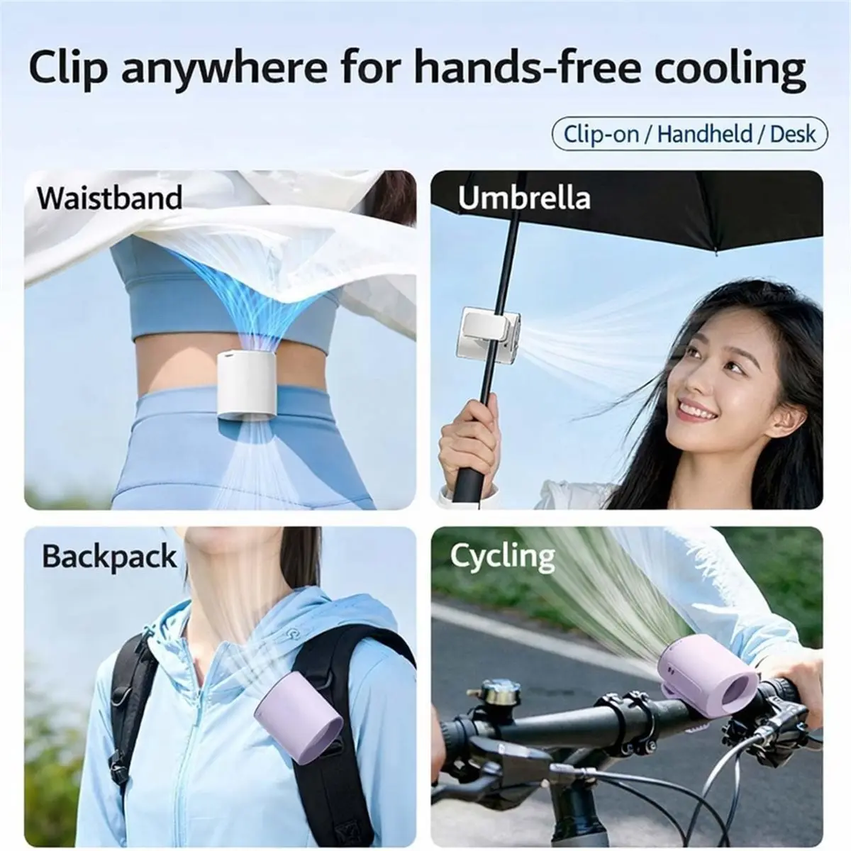 wilwill Portable Waist Fan with Secure Clip Air Conditioner Fan with LED Display for Home Travel Camping Cooling Mini Fans C