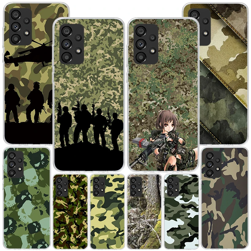 Camouflage Military Phone Case For Samsung Galaxy A15 A14 A13 A12 A55 A54 A53 A52 A35 A34 A33 A32 A25 A24 A23 A22 A05S A04S A03S