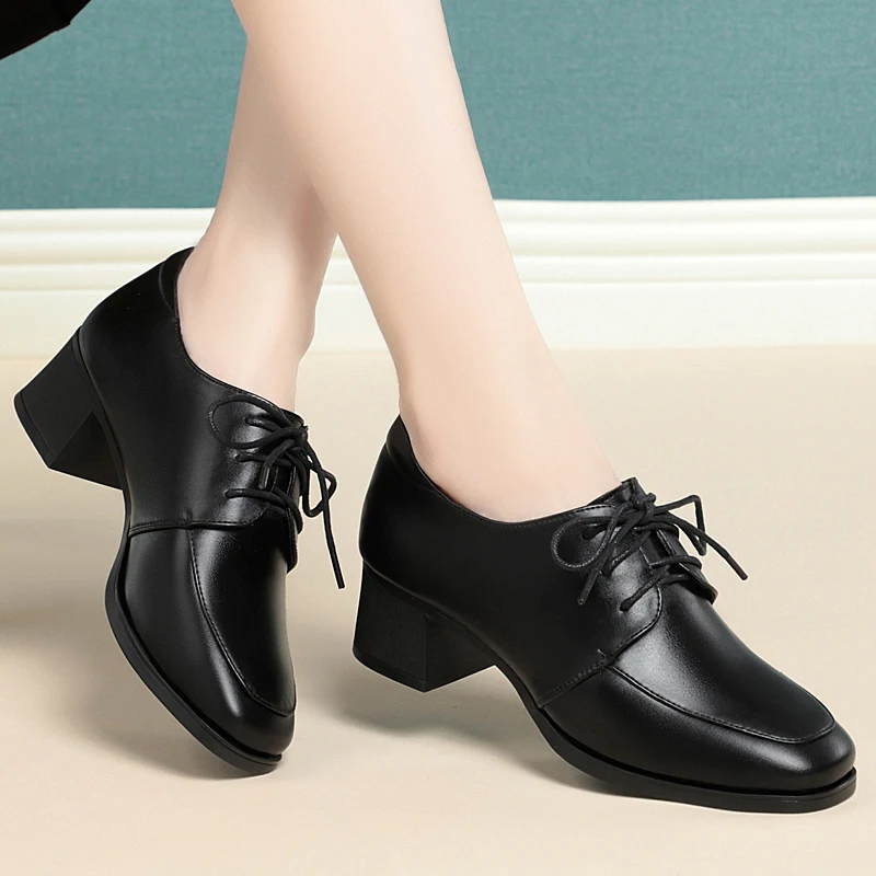 

DIMANYU Women's Dress Shoes 2026 New Spring Lace-up Fashion Mid-heel Women's Shoes Large Size Women's Work Shoes