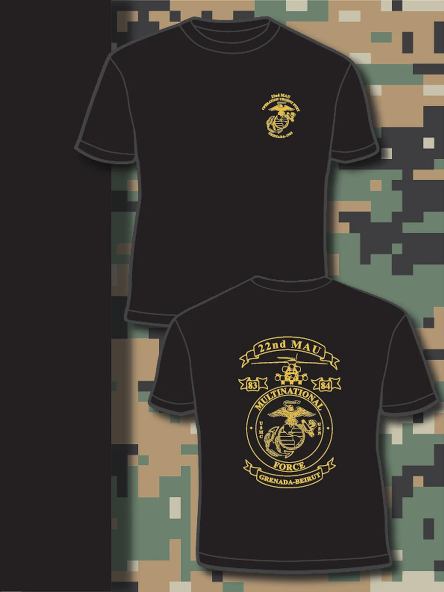 US Marine Corps 22nd Marine Amphibious Unit Grenada Operation T Shirt. Short Sleeve 100% Cotton Casual T-shirts Loose Top S-3XL