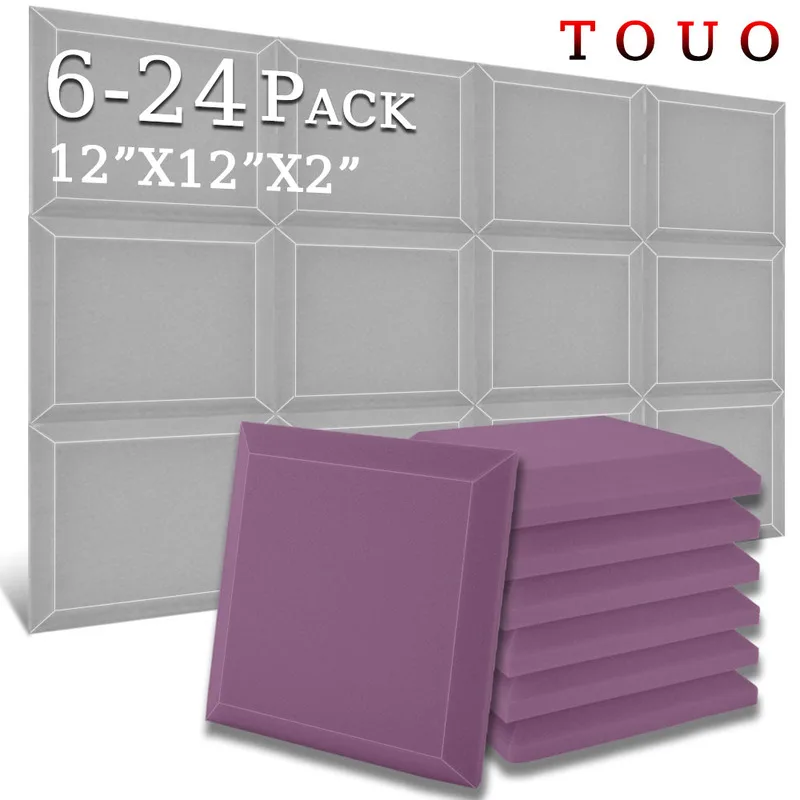 

TOUO 6/12/24 Pc Acoustic Foam High Density Wall Soundproofing Home Studio Acoustic Treatment Sound Absorbing Material Soundproof