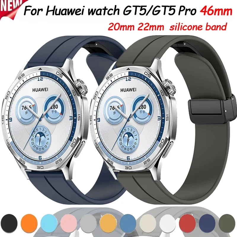 20 22mm Magnetic buckle Strap for Huawei Watch GT5/4/GT5 Pro 4 3 2 46mm 42mm Silicone Bracelet for Amazfit Balance/GTR/GTS Band