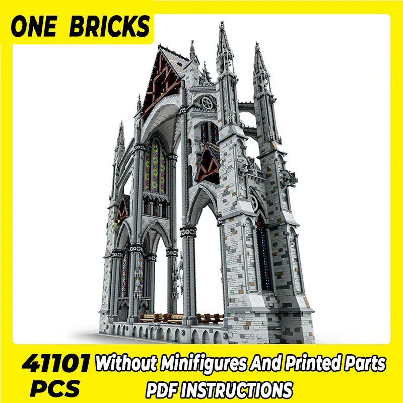 Blocos de Construção da Catedral Gótica, Modelo Medieval Street View, MOC Bricks, Tecnologia Tijolos Modulares, Brinquedos de Natal, Conjuntos DIY, Montagem, Presentes