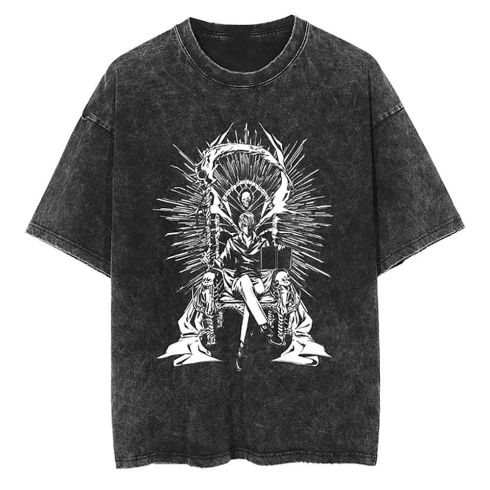 Harajuku magliette lavate Vintage Death Note maglietta con stampa grafica Anime maglietta Oversize in cotone moda Streetwear Unisex top Tee