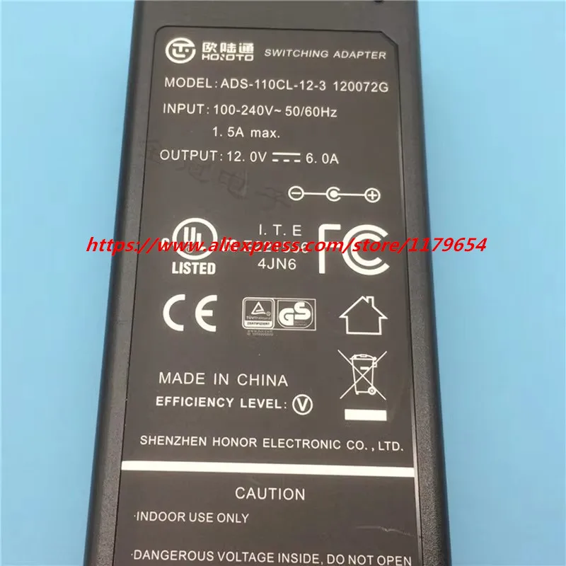 Genuine HOIOTO 12V 6A 72W ADS-110DL-12-1 ADS-110CL-12-3 120072G AC Switching Adapter For Belkin Hikvision Power Supply Charger