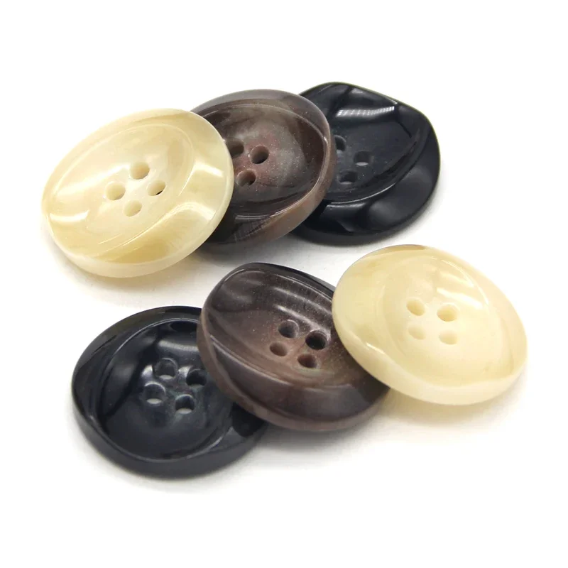 30mm Light Large Resin Horn Buttons For Clothing Women Suit Coat Jacket Handmade Beige Decorative Sewing Accessories Wholesale