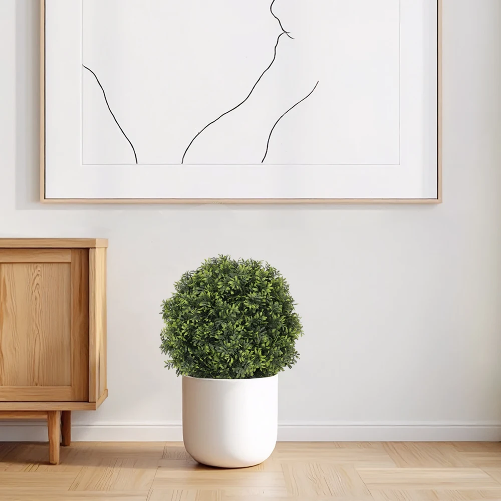 

Искусственные шаровидные кусты из самшита (22 дюйма) – имитация вечнозеленых растений в горшках для декора гостиной, 2 шт./компл.