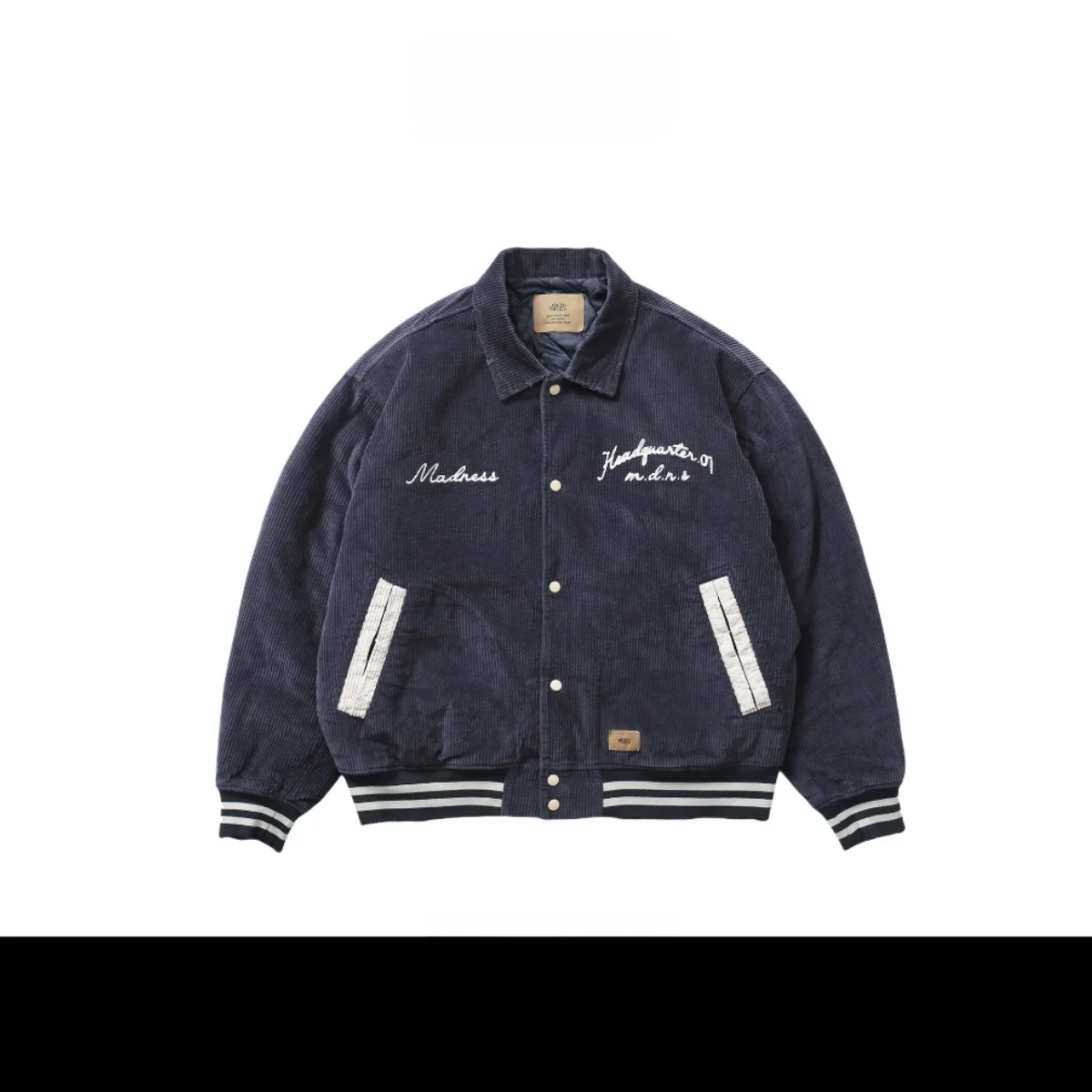 

MDNS Corduroy Baseball Jaet Youth Faion Oversize Long Sve Warmth Collar Coat Japanese Sle Thiened Flap ket Autu...