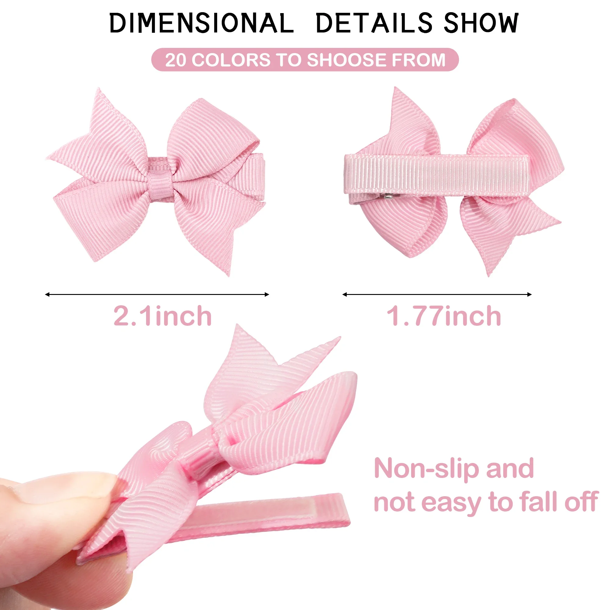 20Pieces 2inches Baby Girls Fully Lined Hair Pins Hair Bows Alligator Clips for Little Girls Infants Toddler Hair Accessories