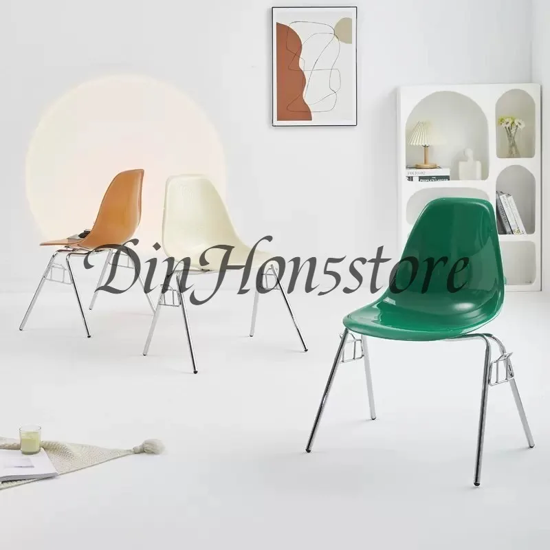 Backrest Plastic Dining Chair Postage Modern Style Iron Leg PC Comedor De 4 Sillas Dressing Stool Dining Room Stool Chair