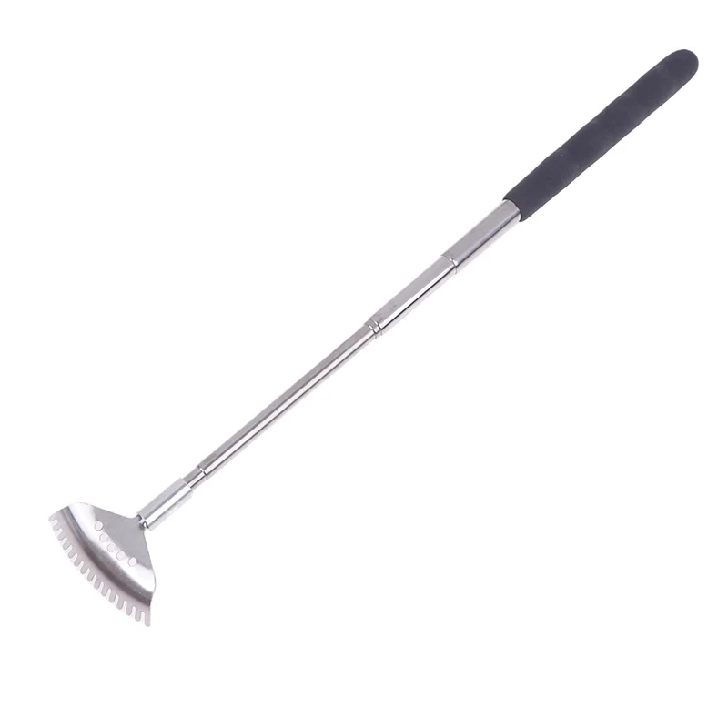1Pcs Extendable Back Scratcher The Head Has 15 Rakes Stainless Steel Portable Telescopic Rubber Handle Back Scratchers