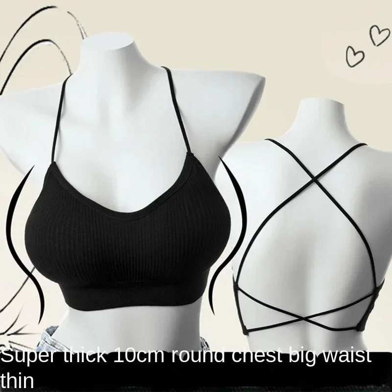 2025 Nová 10cm extrémní push-up podprsenka pro plochý hrudník, bezdrátová, ultra silná vyztužená braletka s uzavřeným košem a malými prsy - náhled 2