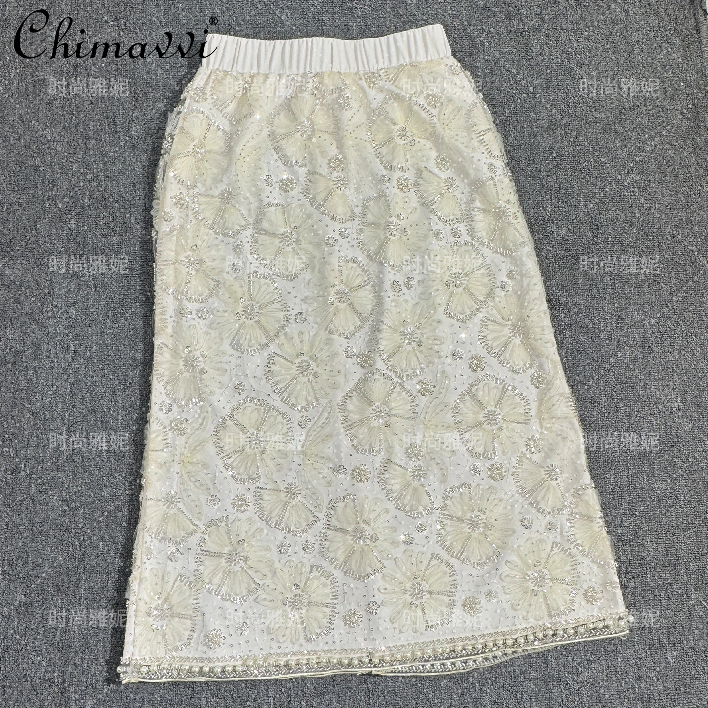 Heavy Sequin Pearl Loose Vest Top High Waist Skirt + Long Sleeve Cardigan Jacket 2025 Autumn New Women's Clothes Fashion