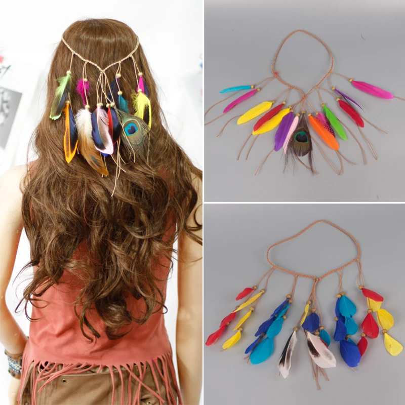 Повязка на голову в богемном стиле для девушек в стиле хиппи с перьями Ловец снов регулируемый модный головной убор с перьями повязки для волос с фазаном и перьями аксессуары для волос Повязка на голову в богемном стиле для девушек в стиле хиппи с перьями Ловец снов регулируемый модный головной убор с перьями повязки для волос с фазаном и перьями аксессуары для волос