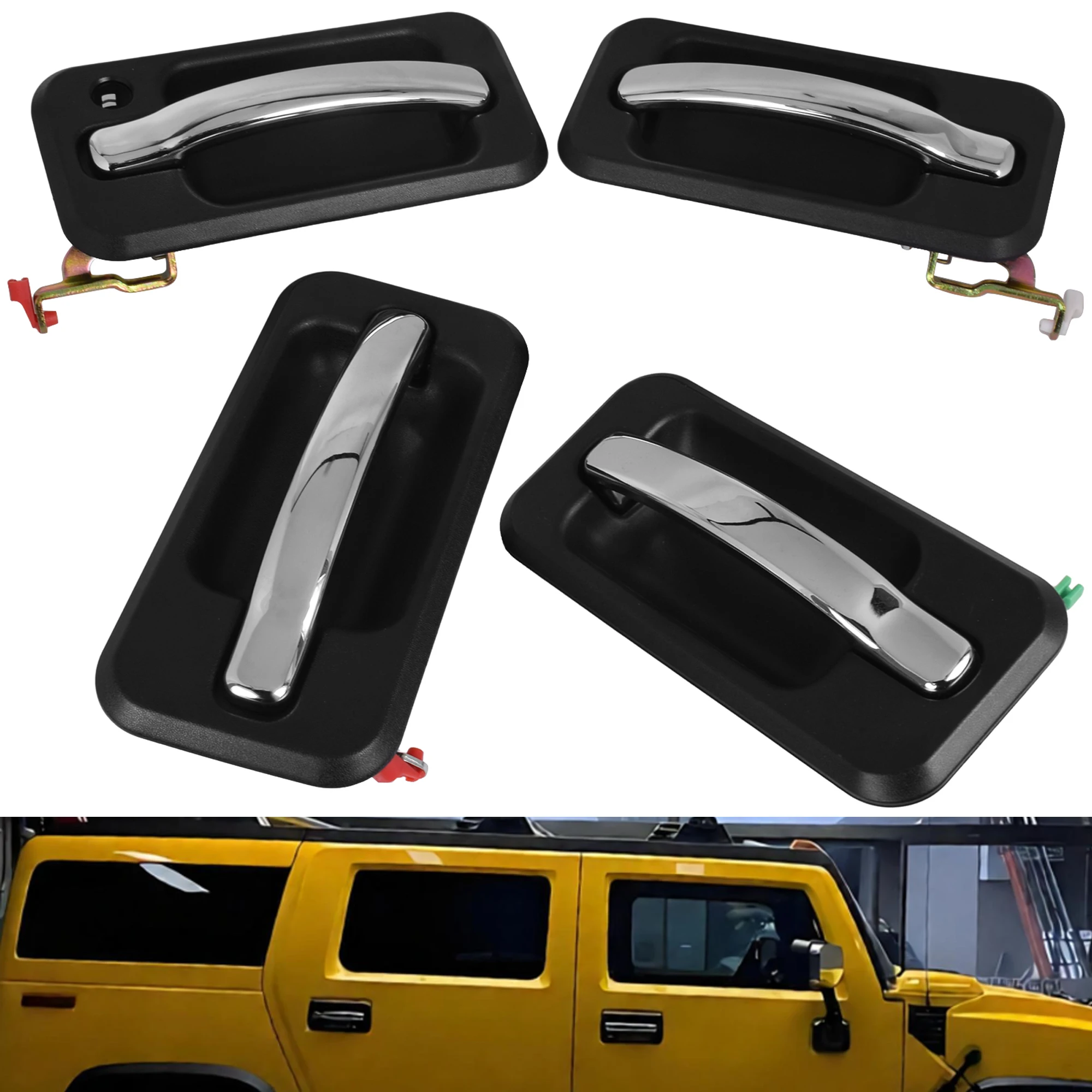 Front Rear Left Right Exterior Door Handle with Key Hole For 2003-2009 Hummer H2, 25845866 ,15104791 ,25845864 ,25845865