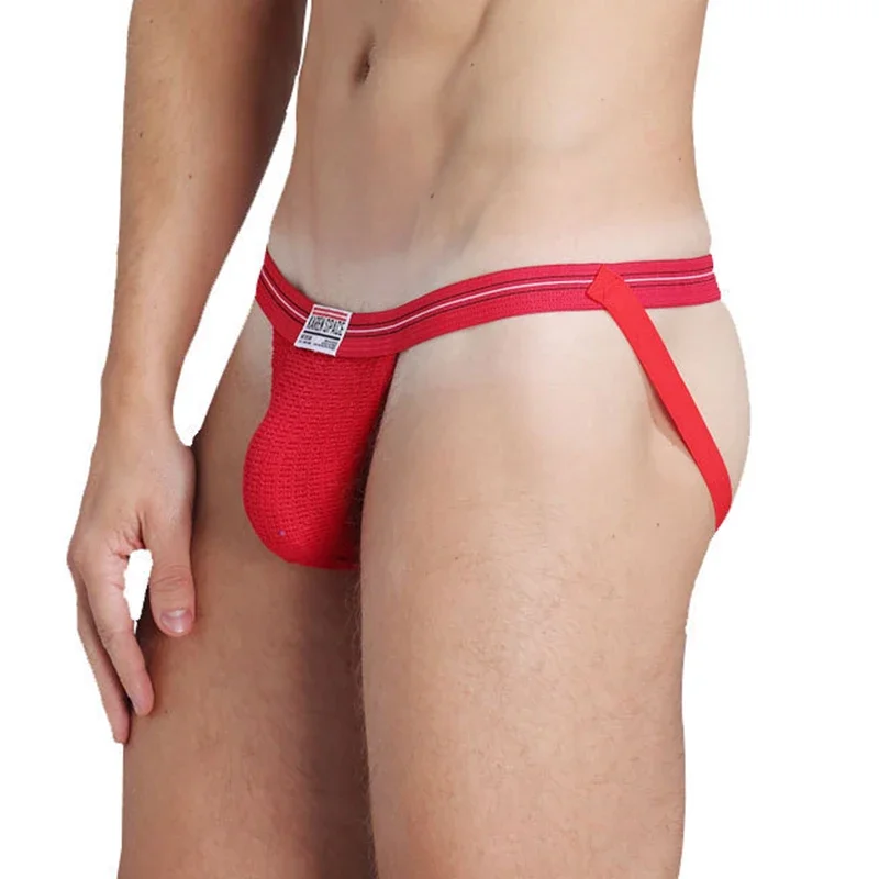 Men's Low-Rise Knit Thong Jockstraps Lifting Open-Butt Sporty Underwear Sexy Ass-Lifting Jockstraps for Active Men