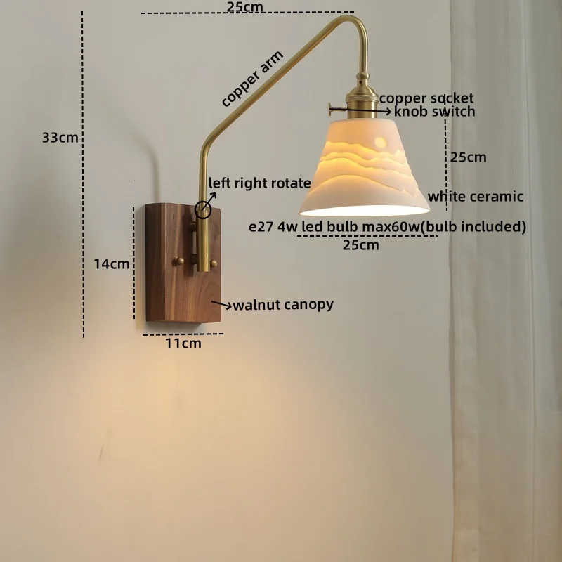 IWHD Modern Style LED Wall Lamps For Bedroom Living Room Bar Copper Ceramic Nordic Bathroom Mirror Light Fixtures Arandela