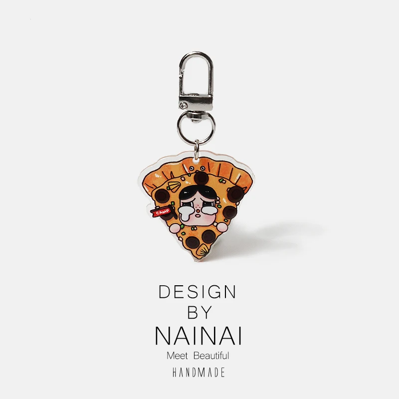 Fun Cartoon Burger Keychain Cute Bag Bookbag Small Hanging Decoration Best Friend Gift Line Design Friend Key Accessory