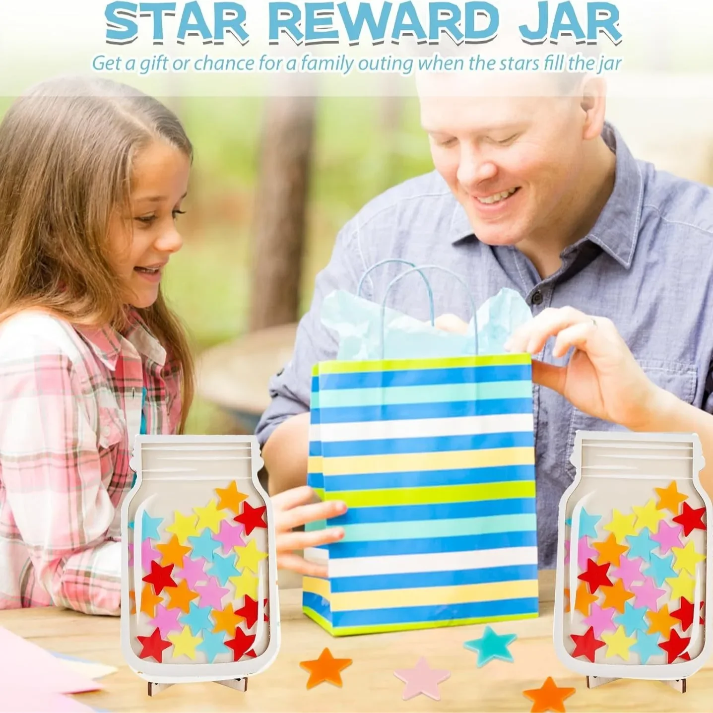 木製モチベーション報酬ジャー、スタンド付き、子供用報酬ジャー、多目的磁気インセンティブジャー、DIY詰め替え式子供用おもちゃ