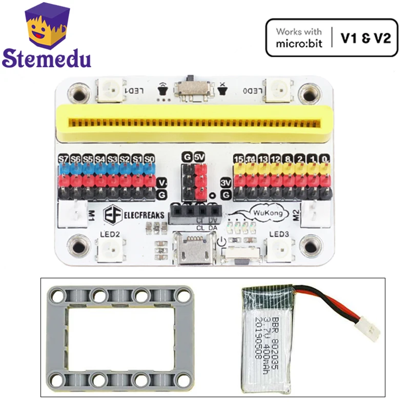 Elecfreaks wukong placa de expansão adaptador programa educação brinquedos aprendizagem compatível blocos construção titular