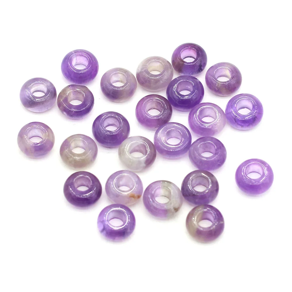 10/20/50pcs Natural Amethysts Beads Big Hole Abacus Shape Loose Beaded for Making DIY Jewelry Necklace Earrings Bracelet 5x10mm
