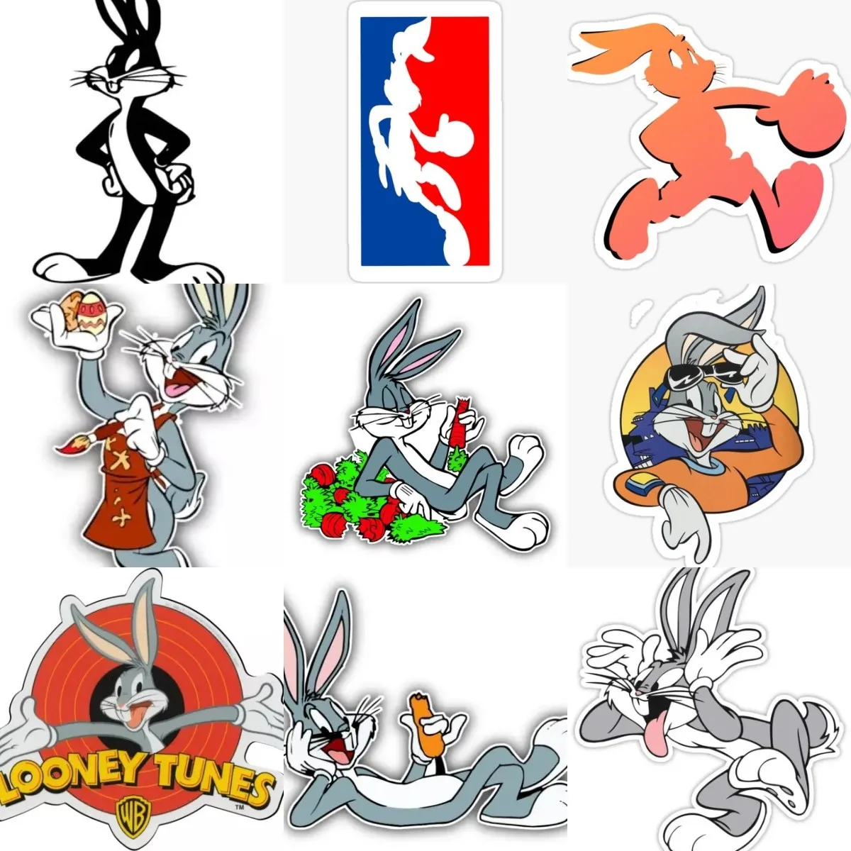 Bugs Bunny Animation Catoon Creative PVC Sticker for Decorate Wall Car Truck Van Window Bicycle Helmet Bumper Decal Accessories