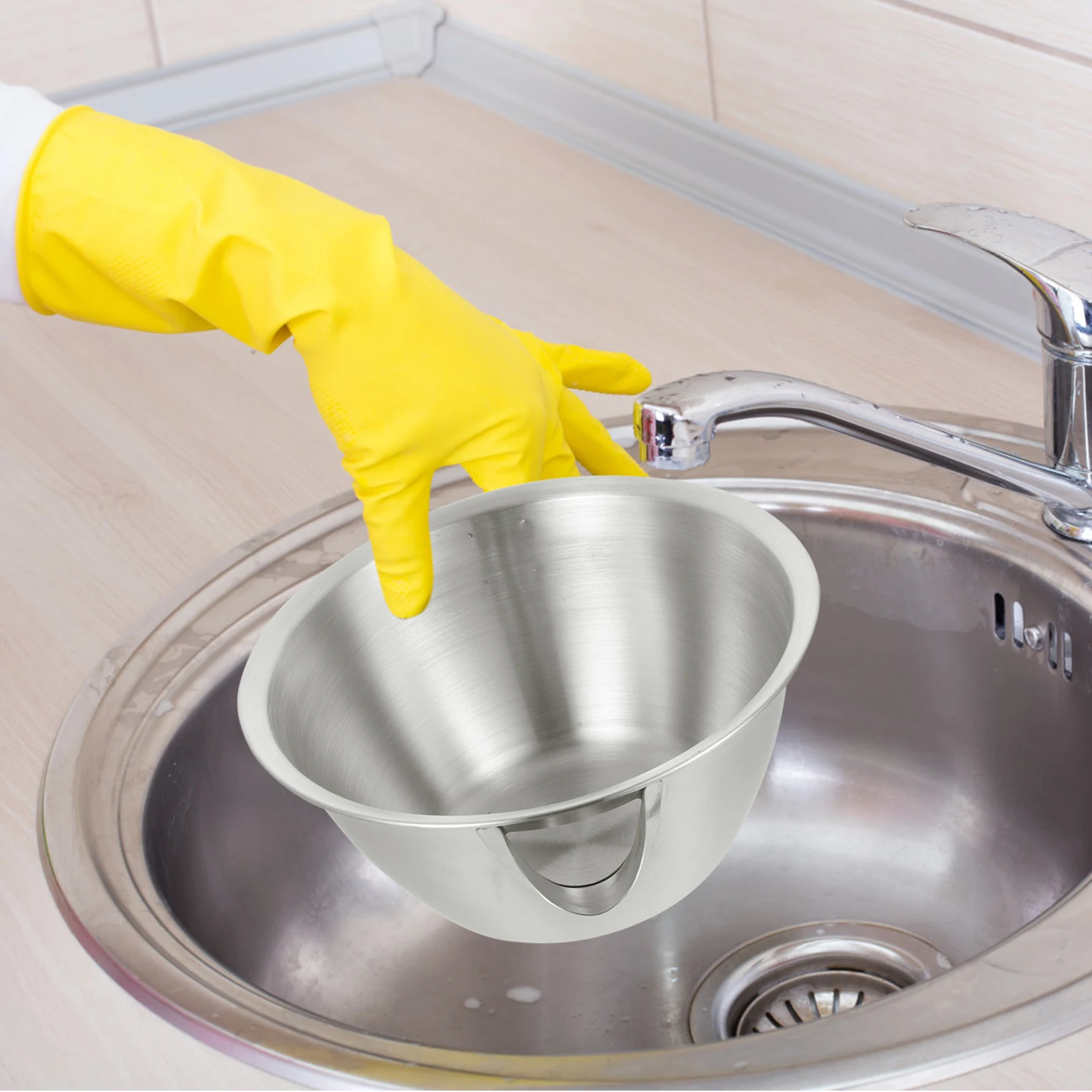 

Stainless Steel Kitchen Basin Thick Large Mixing Bowl Vegetable Fruit Washer Round Snack Dish Household Kitchenware Accessories