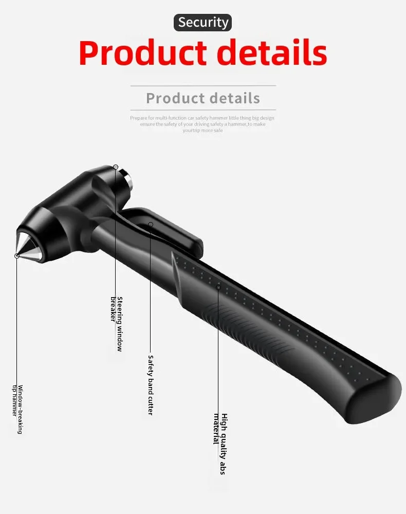 مطرقة أمان للسيارة، مطرقة إنقاذ للهروب، سيارة كبيرة بمقبض طويل، مطرقة طوارئ، كسارة نافذة #6