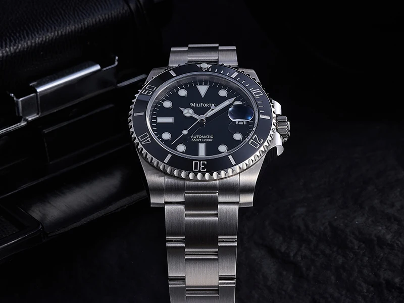 Milifortic D100 Herren Automatik Klassische Taucheruhr 40mm Saphirglas Leuchtend 200M Wasserdicht Wochenend-Abenteuerbegleiter Alltag – Detail 8
