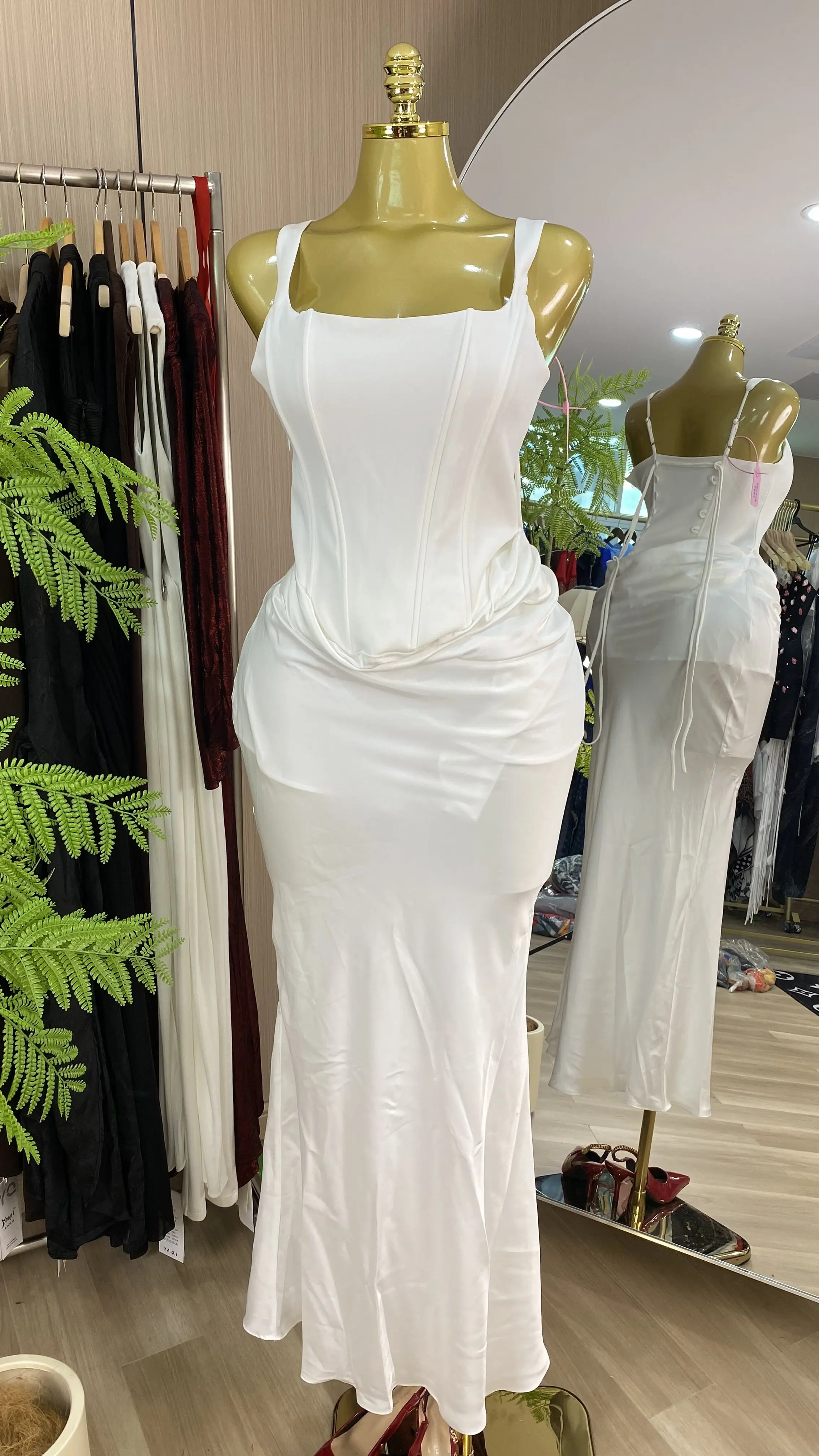 

2026 Summer Sexy Women's Sleeveless Bodycon Mid-Length Corset Wedding Dress-GZXX801