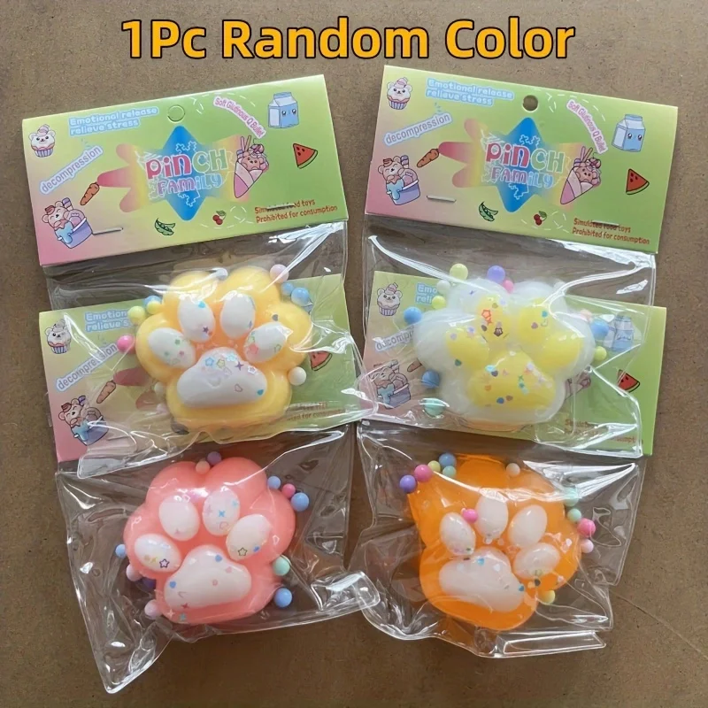 Garras de gato blandas para niños, juguete para apretar, pellizco suave, alivio del estrés, con cuentas decorativas, regalos de Navidad y Halloween, 1 ud.