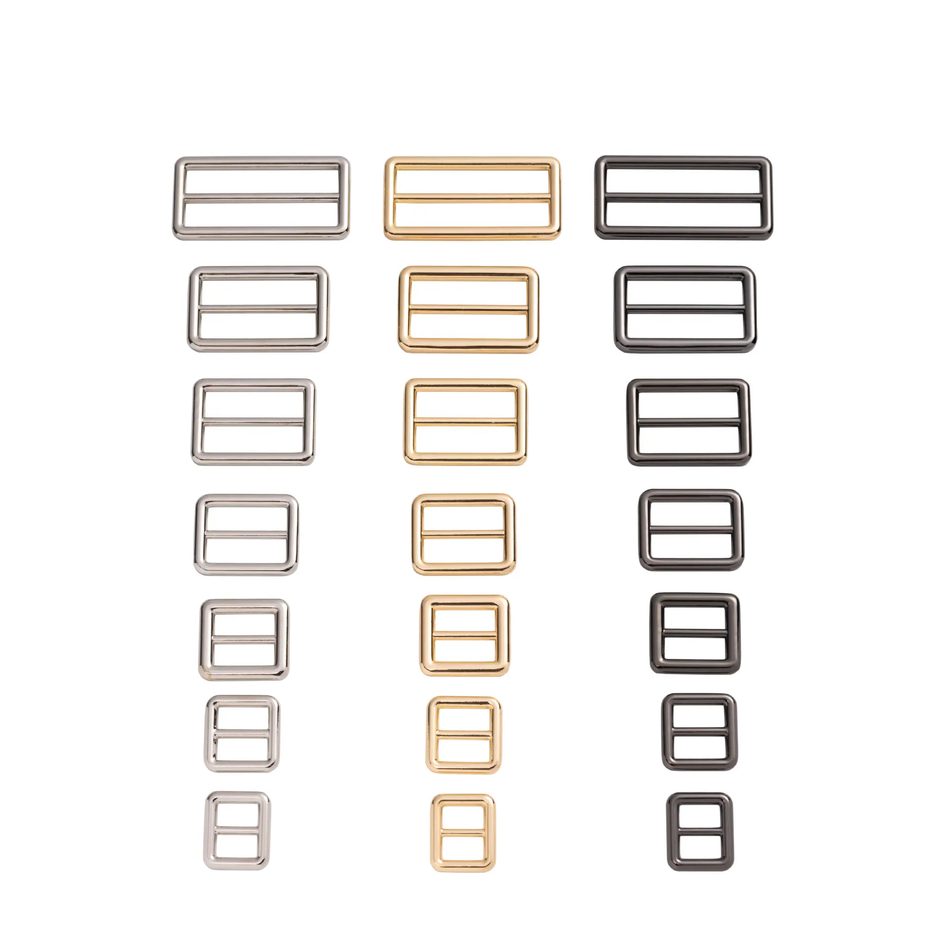 

50Pcs Slider Buckle 12/15/20/25/32/38/50mm Strap Gun Black Accessories Nickel Metal Belt Alloy Light Gold Adjustment Wholesale