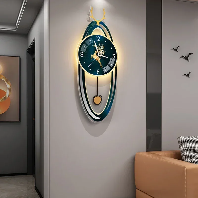 

Living Room Wall Clocks Art Mural Luxury Interior Aesthetic Wall Watch Led Design Nordic Creative Reloj Home Decoration