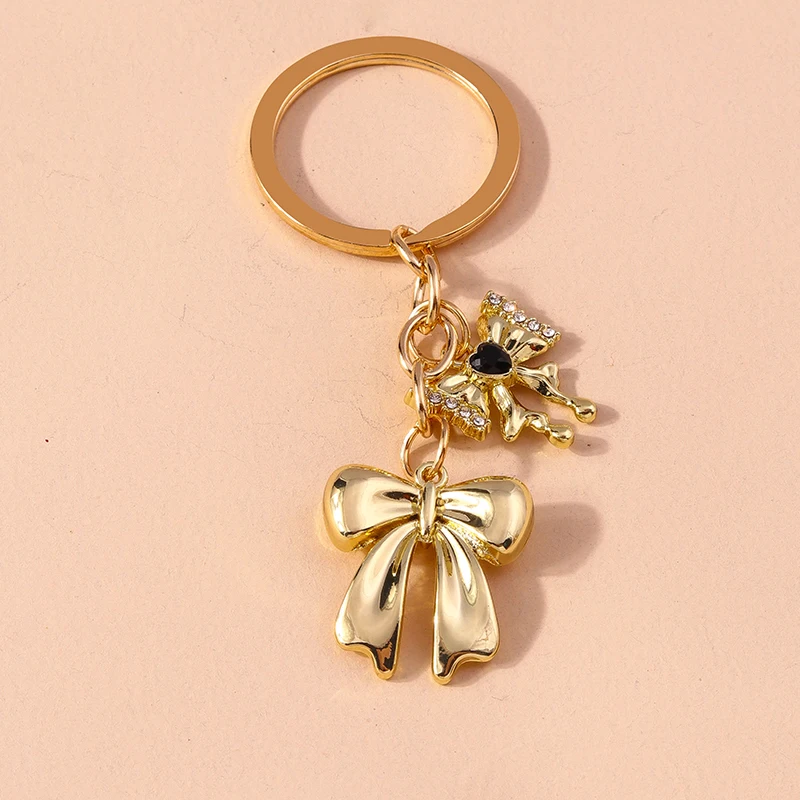 Chic Crystal Bow Bowknot Keychain Women Girls Key Ring Pendants for Car Key Holder Handbag Accessories DIY Jewelry Gifts