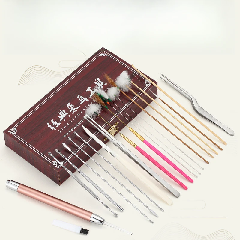 Cotton Swabs Ear Picking Tool Set Goose Feather Stick Digging Spoon Massage Cleaning  Additional 20 Pieces Set Convenient  Easy