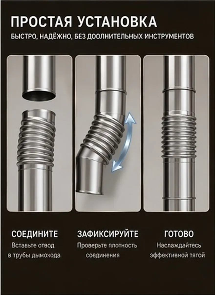 Stainless Steel 45 Degree Chimney Pipe Efficient Exhaust Tubing Stove Connector for Camping Wood Burning Fireplace
