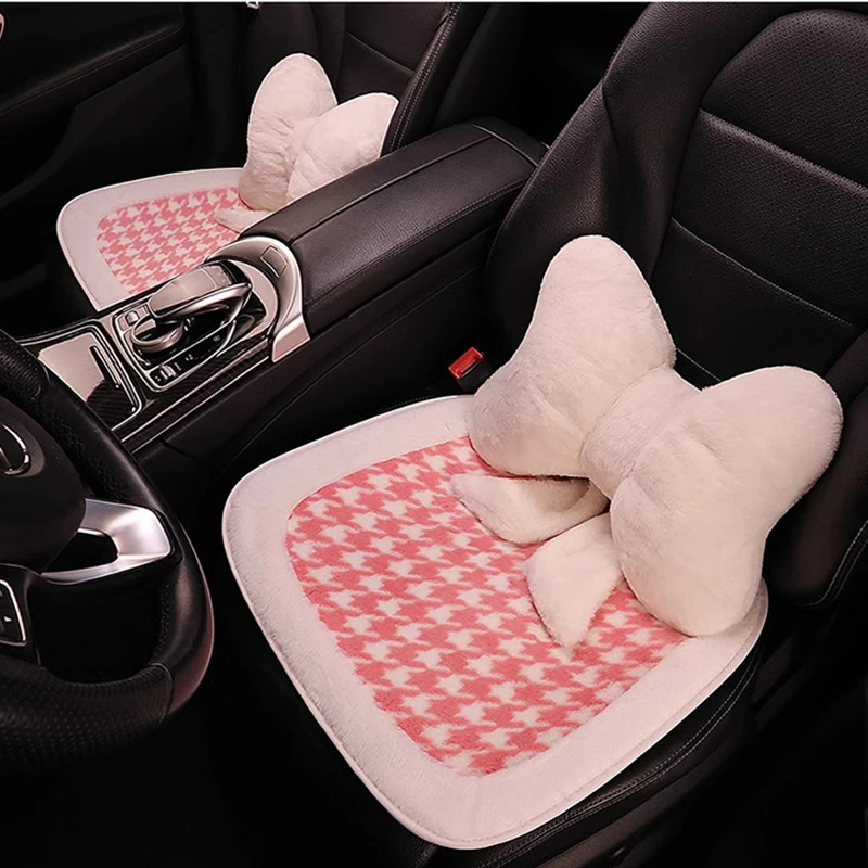 2024 New Lattice Plush Universal High Quality Car Interior Ornaments Anti Slip Protective Car Seat Cushion Cover