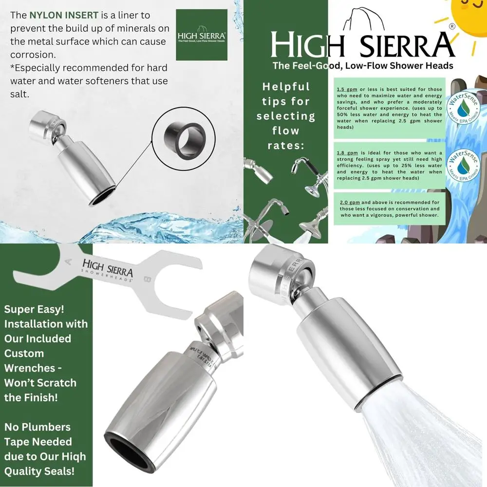 

Award-Winning 1.5 GPM Ultra Low Flow Shower Head, Solid Metal, Lead-Free, Clog-Free Nozzle, Polished Chrome