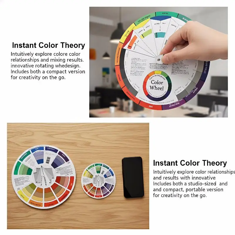 2Pcs Color Paper Card Wheel Three Tier Design Mix Guide Round Central Circle Rotates For Nails Microblading Tattoo Makeup Suppli